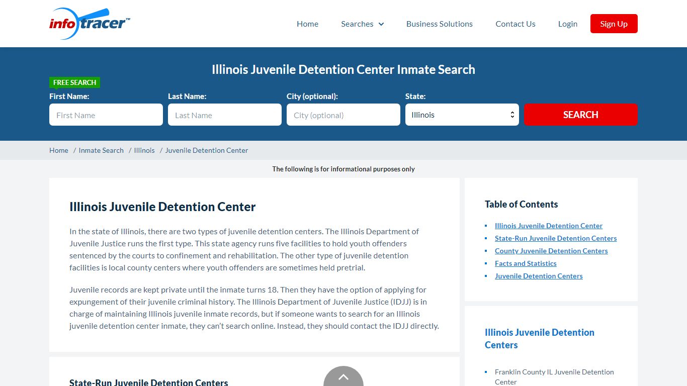 Illinois Juvenile Detention Centers Inmate Records Search - InfoTracer