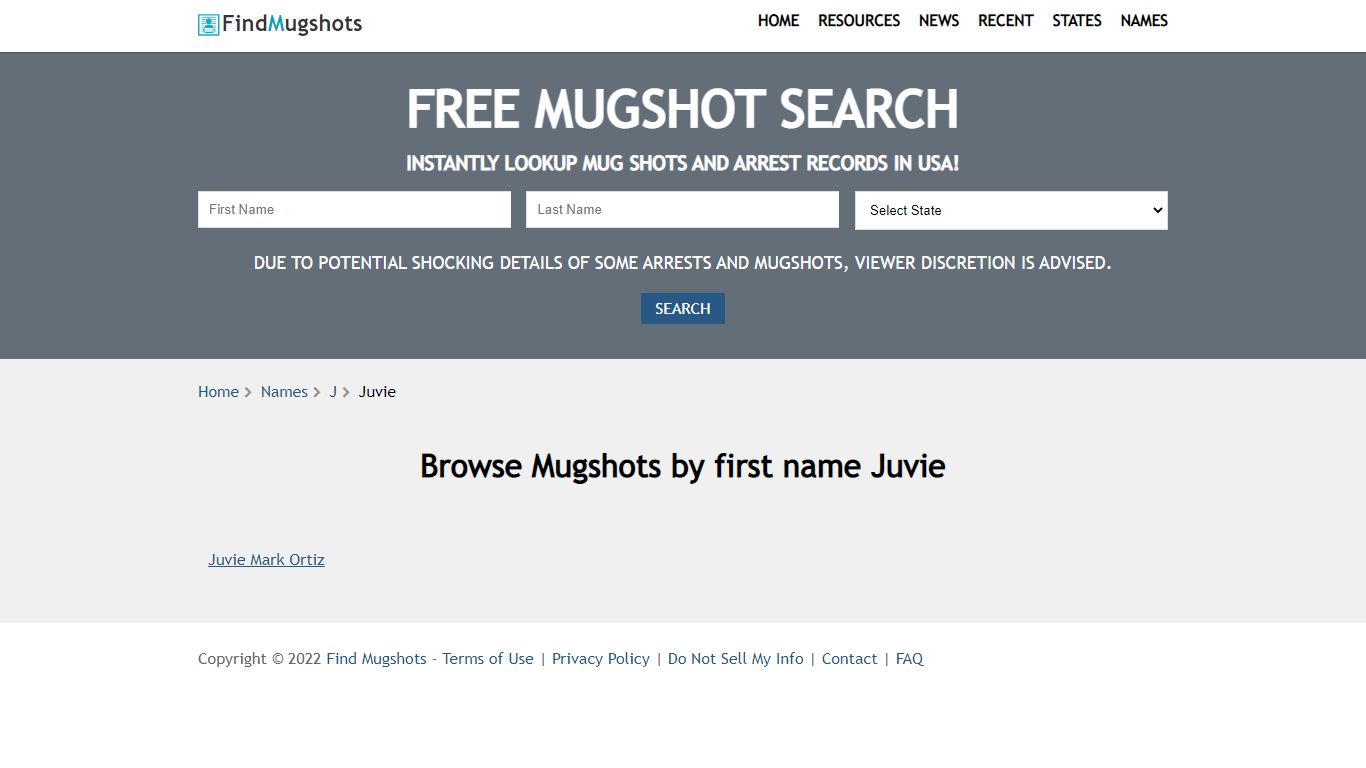 Find Mugshots by Name: Juvie